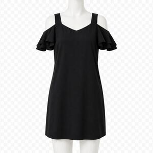 Banana Republic Black Flutter Sleeve Cold Shoulder Mini Dress - Size 4
